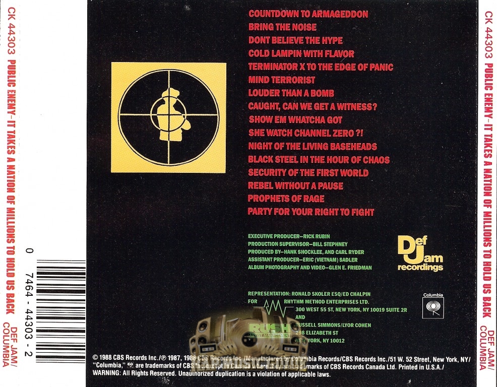 Public Enemy It Takes A Nation Of Millions To Hold Us Back CD Rap